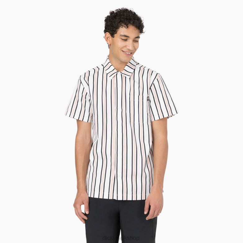 Skateboarding Cooling Relaxed Fit Shirt Men Dickies White/Lotus/Black Stripe (WUS) 88T84826 Apparel