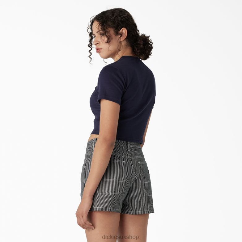 Embroidered Cropped Baby T-Shirt Women Dickies Ink Navy (IK) 88T842195 Apparel