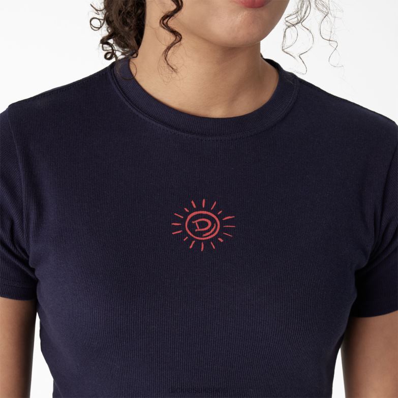 Embroidered Cropped Baby T-Shirt Women Dickies Ink Navy (IK) 88T842195 Apparel