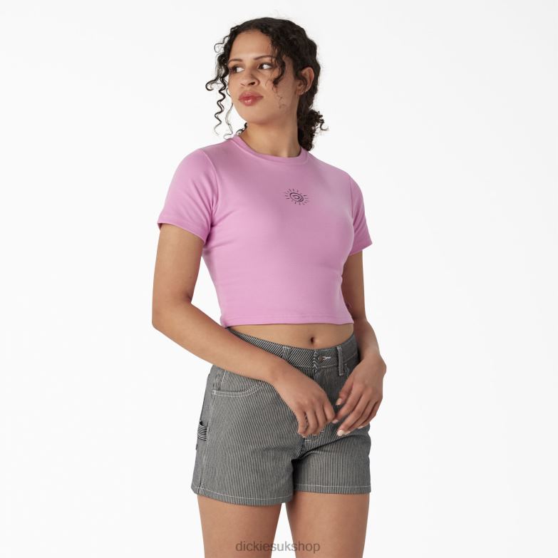 Embroidered Cropped Baby T-Shirt Women Dickies Wild Rose (WR2) 88T842196 Apparel