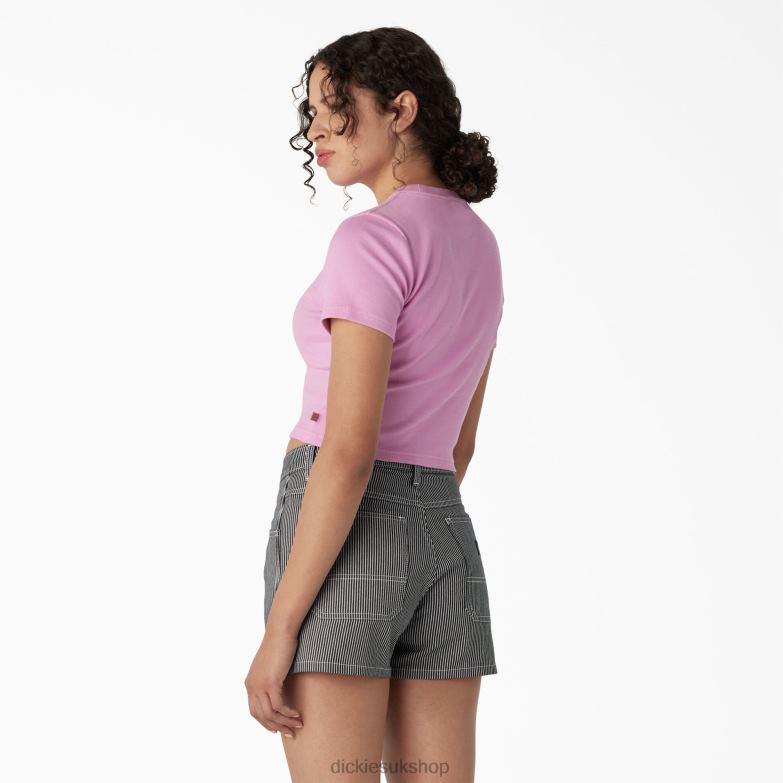 Embroidered Cropped Baby T-Shirt Women Dickies Wild Rose (WR2) 88T842196 Apparel
