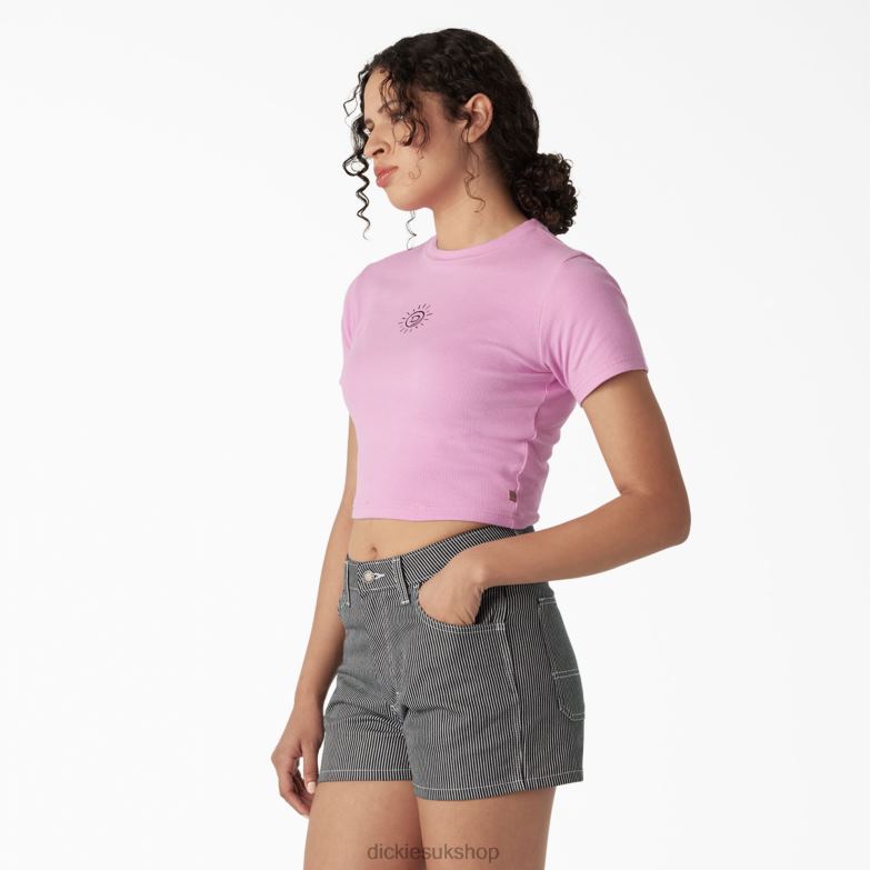 Embroidered Cropped Baby T-Shirt Women Dickies Wild Rose (WR2) 88T842196 Apparel