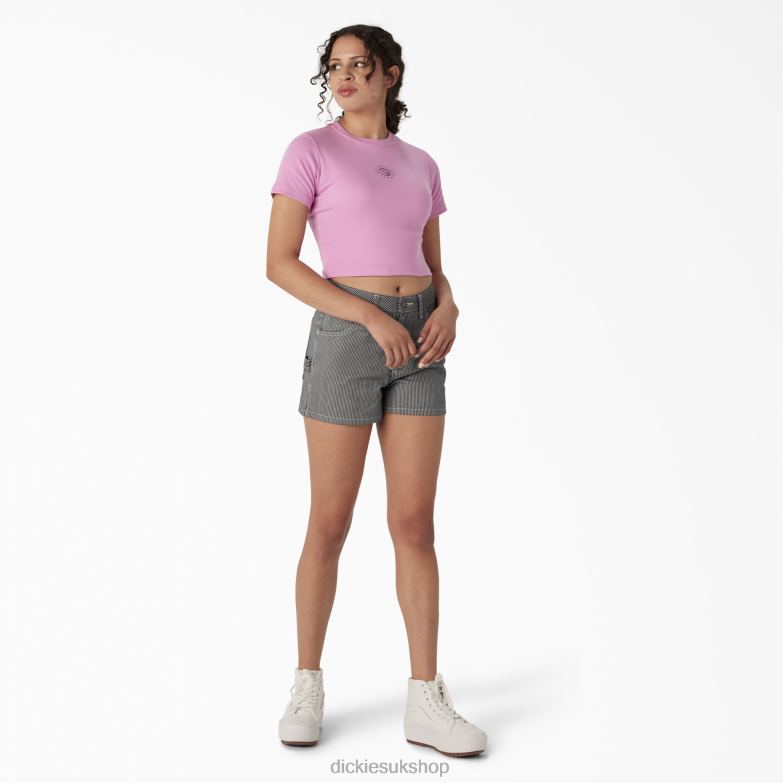 Embroidered Cropped Baby T-Shirt Women Dickies Wild Rose (WR2) 88T842196 Apparel