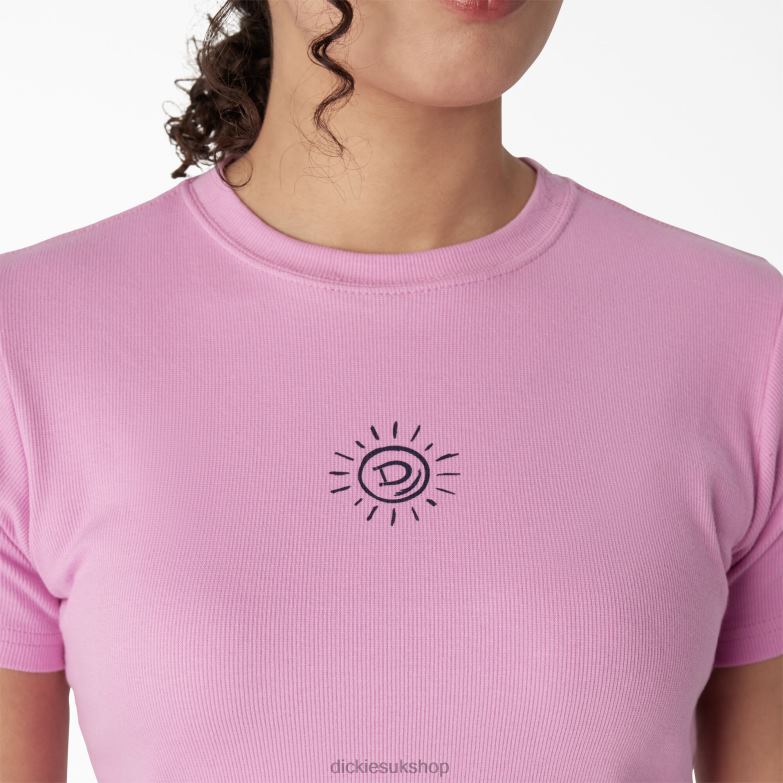 Embroidered Cropped Baby T-Shirt Women Dickies Wild Rose (WR2) 88T842196 Apparel