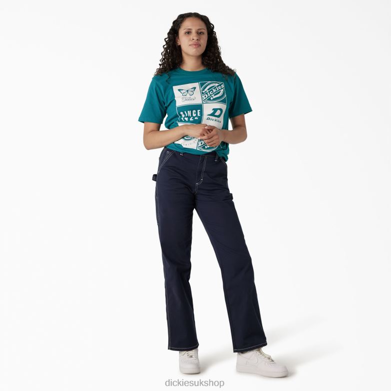 Graphic Band T-Shirt Women Dickies Deep Lake (DL2) 88T842211 Apparel