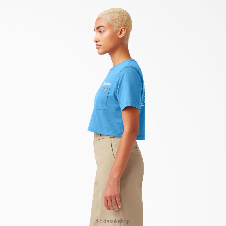 Graphic Cropped T-Shirt Women Dickies Bright Cobalt (B2T) 88T842148 Apparel