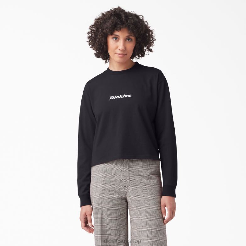 Loretto Long Sleeve Cropped T-Shirt Women Dickies Black (KBK) 88T842161 Apparel