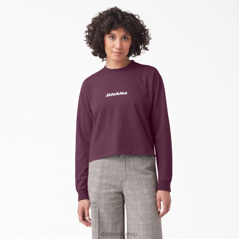 Loretto Long Sleeve Cropped T-Shirt Women Dickies Grape Wine (GW9) 88T842160 Apparel