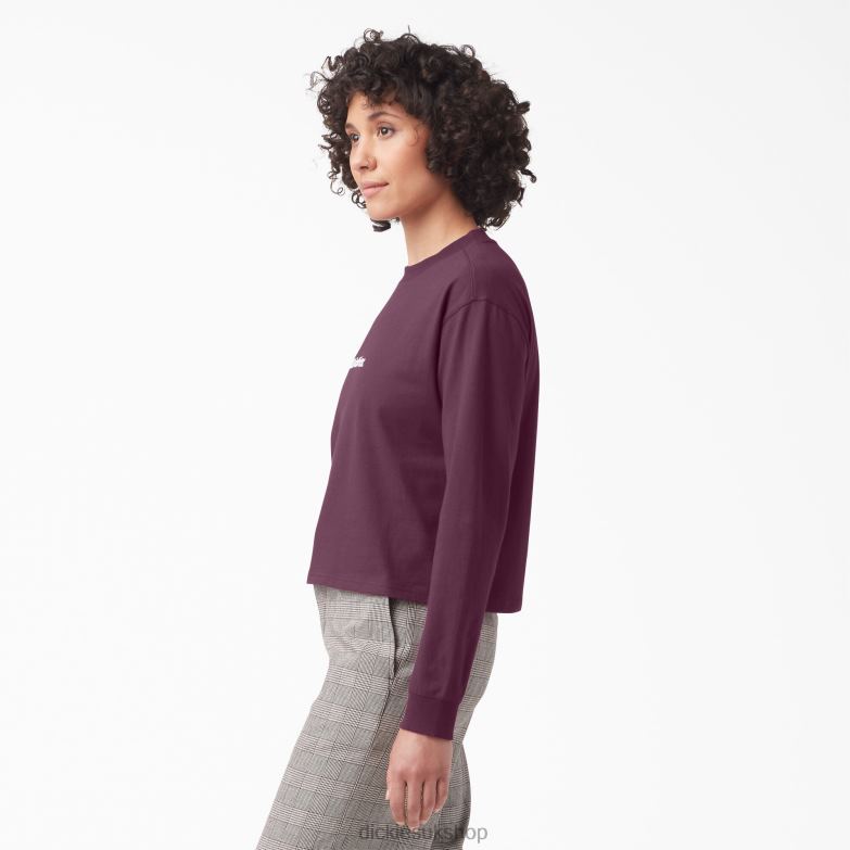 Loretto Long Sleeve Cropped T-Shirt Women Dickies Grape Wine (GW9) 88T842160 Apparel