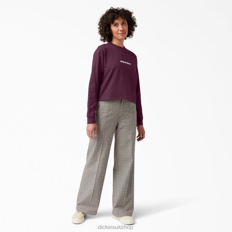 Loretto Long Sleeve Cropped T-Shirt Women Dickies Grape Wine (GW9) 88T842160 Apparel