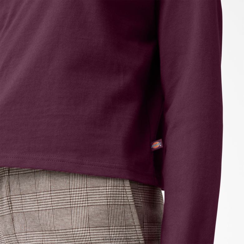 Loretto Long Sleeve Cropped T-Shirt Women Dickies Grape Wine (GW9) 88T842160 Apparel