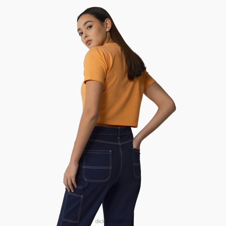 Maple Valley Cropped T-Shirt Women Dickies Papaya/Cloud Stitching (YCS) 88T842011 Apparel