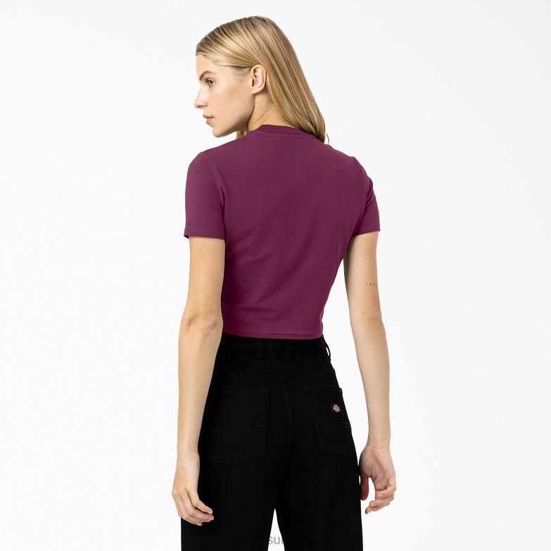 Maple Valley Logo Cropped T-Shirt Women Dickies Grape Wine (GW9) 88T842095 Apparel