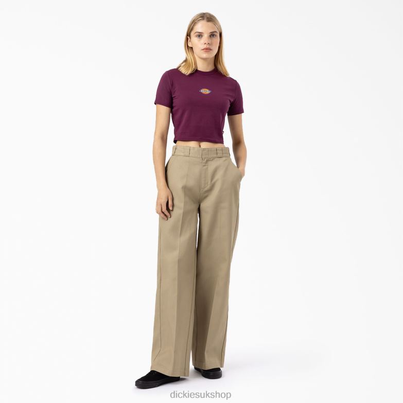 Maple Valley Logo Cropped T-Shirt Women Dickies Grape Wine (GW9) 88T842095 Apparel
