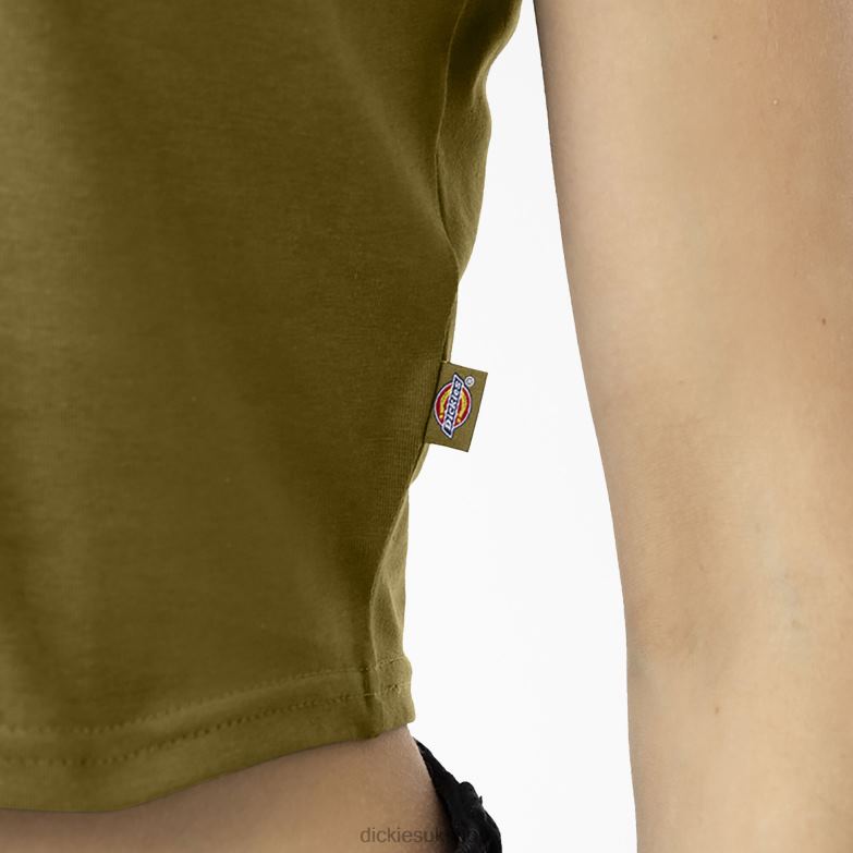 Maple Valley Logo Cropped T-Shirt Women Dickies Green Moss (G2M) 88T842096 Apparel