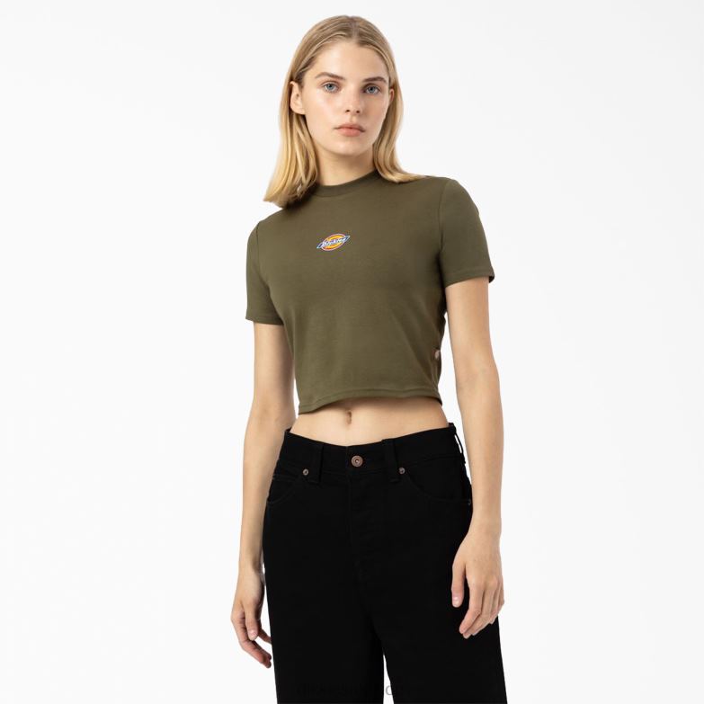 Maple Valley Logo Cropped T-Shirt Women Dickies Military Green (ML) 88T842098 Apparel