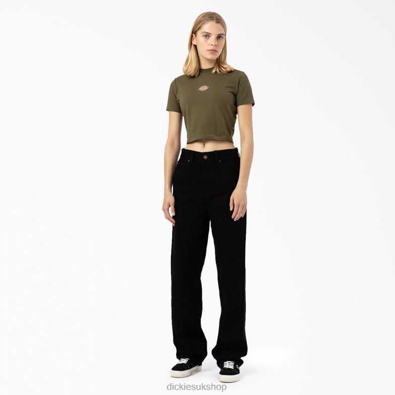 Maple Valley Logo Cropped T-Shirt Women Dickies Military Green (ML) 88T842098 Apparel