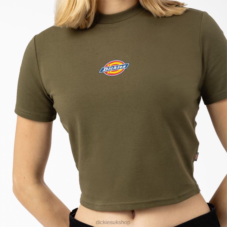 Maple Valley Logo Cropped T-Shirt Women Dickies Military Green (ML) 88T842098 Apparel