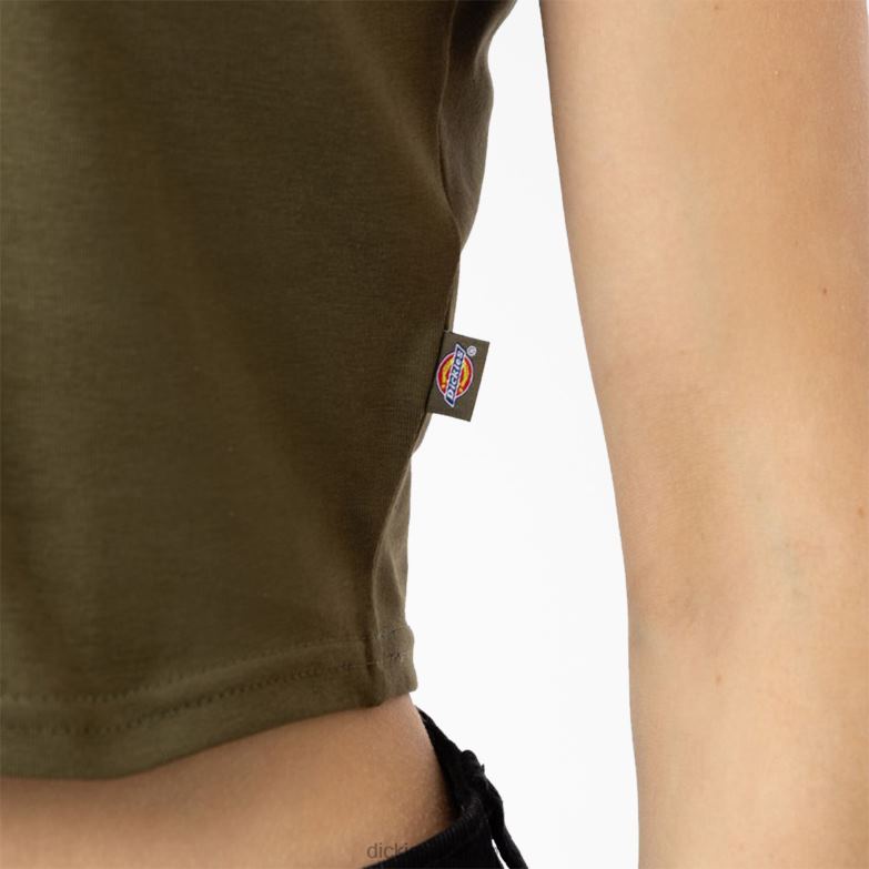 Maple Valley Logo Cropped T-Shirt Women Dickies Military Green (ML) 88T842098 Apparel