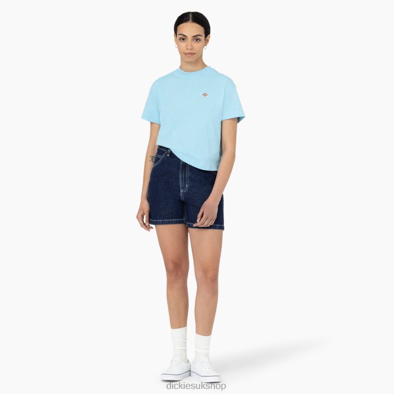 Oakport Cropped T-Shirt Women Dickies Sky Blue (SU9) 88T842044 Apparel