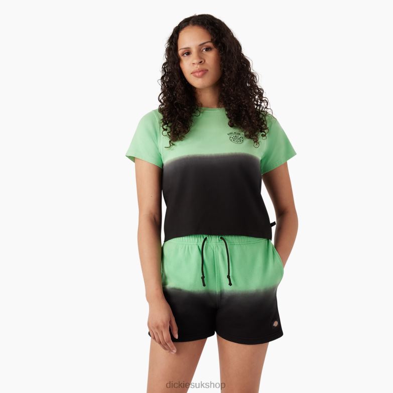Ombre Cropped T-Shirt Women Dickies Apple Mint/Black Dip Dye (AMD) 88T842181 Apparel