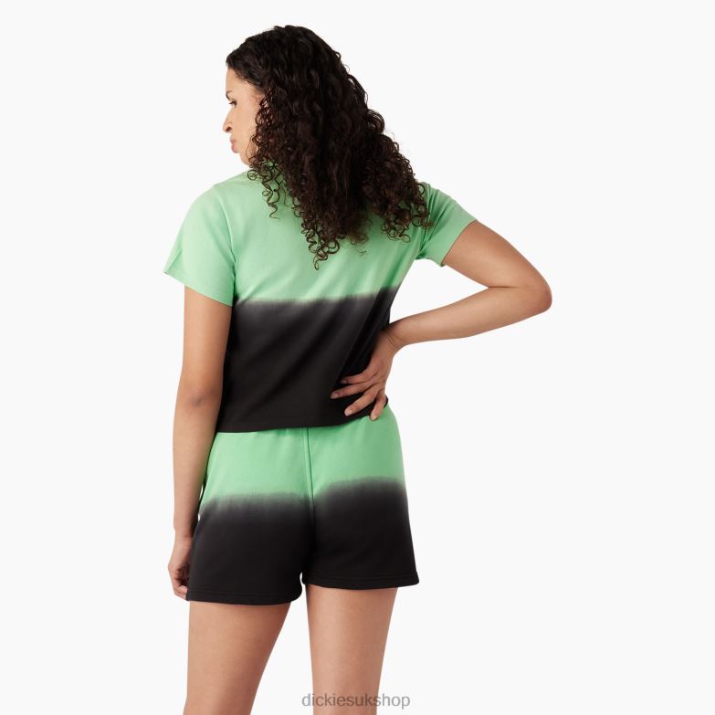 Ombre Cropped T-Shirt Women Dickies Apple Mint/Black Dip Dye (AMD) 88T842181 Apparel