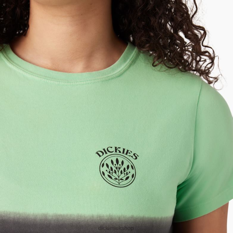Ombre Cropped T-Shirt Women Dickies Apple Mint/Black Dip Dye (AMD) 88T842181 Apparel