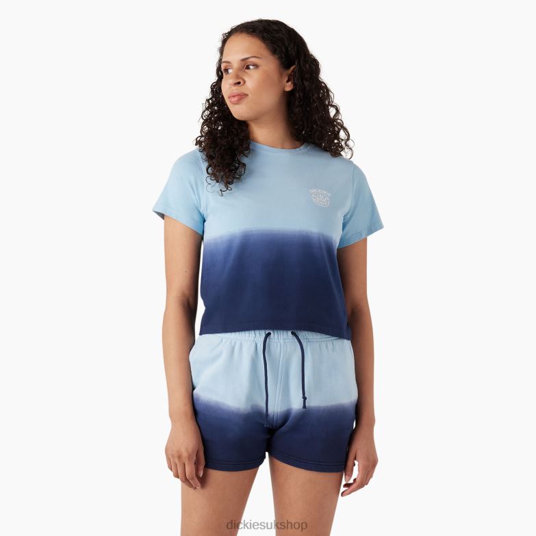 Ombre Cropped T-Shirt Women Dickies Sky Blue/Ink Navy Dip Dye (SKD) 88T842183 Apparel