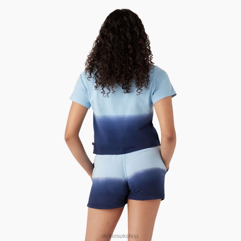 Ombre Cropped T-Shirt Women Dickies Sky Blue/Ink Navy Dip Dye (SKD) 88T842183 Apparel