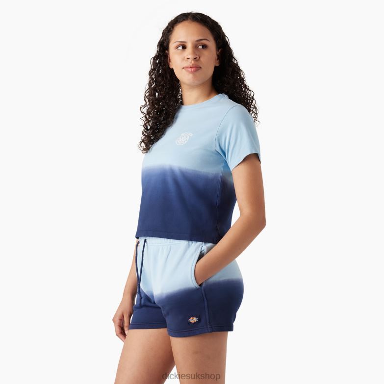Ombre Cropped T-Shirt Women Dickies Sky Blue/Ink Navy Dip Dye (SKD) 88T842183 Apparel