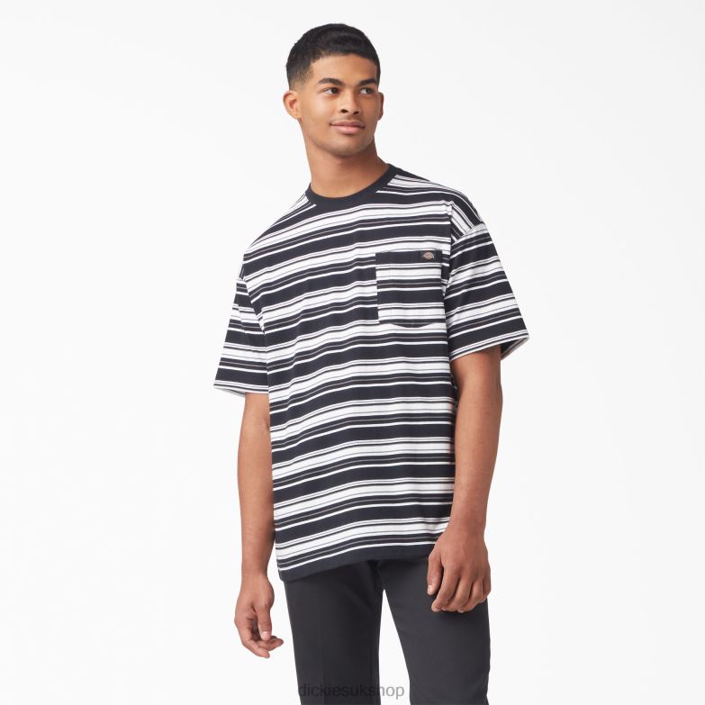 Relaxed Fit Striped Pocket T-Shirt Men Dickies Black Variegated Stripe (BSA) 88T84743 Apparel