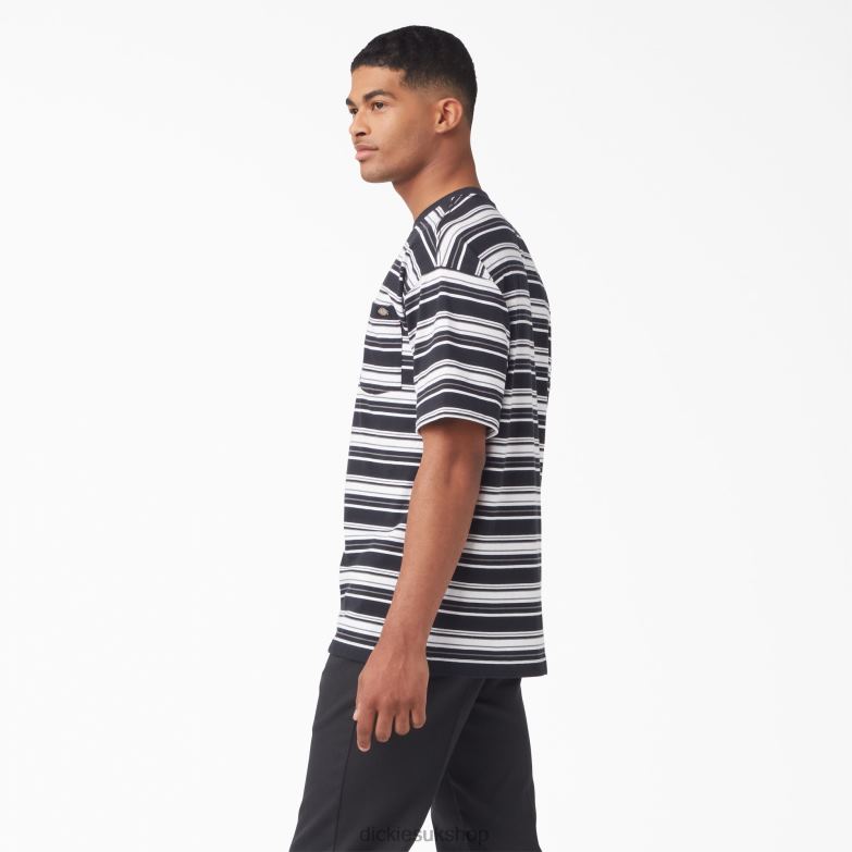 Relaxed Fit Striped Pocket T-Shirt Men Dickies Black Variegated Stripe (BSA) 88T84743 Apparel
