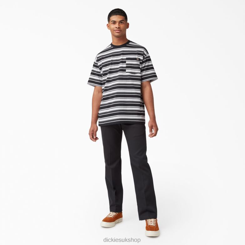 Relaxed Fit Striped Pocket T-Shirt Men Dickies Black Variegated Stripe (BSA) 88T84743 Apparel