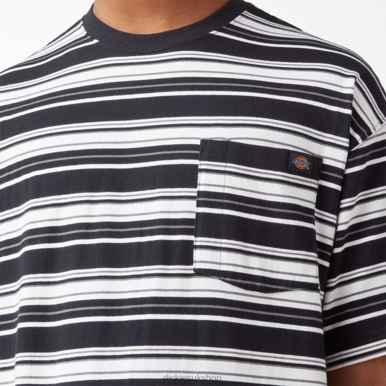 Relaxed Fit Striped Pocket T-Shirt Men Dickies Black Variegated Stripe (BSA) 88T84743 Apparel