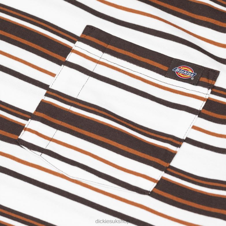 Relaxed Fit Striped Pocket T-Shirt Men Dickies Chocolate Brown Stripe (CSR) 88T84744 Apparel