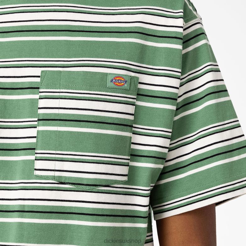 Relaxed Fit Striped Pocket T-Shirt Men Dickies Dark Ivy Variegated Stripe (DSV) 88T84745 Apparel