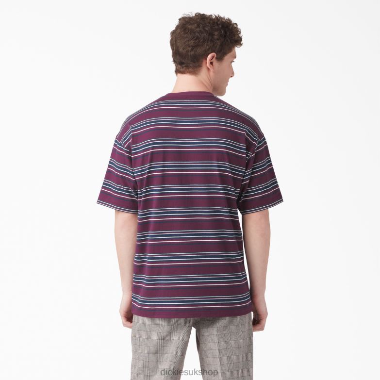 Relaxed Fit Striped Pocket T-Shirt Men Dickies Grape Wine Stripe (GSW) 88T84746 Apparel