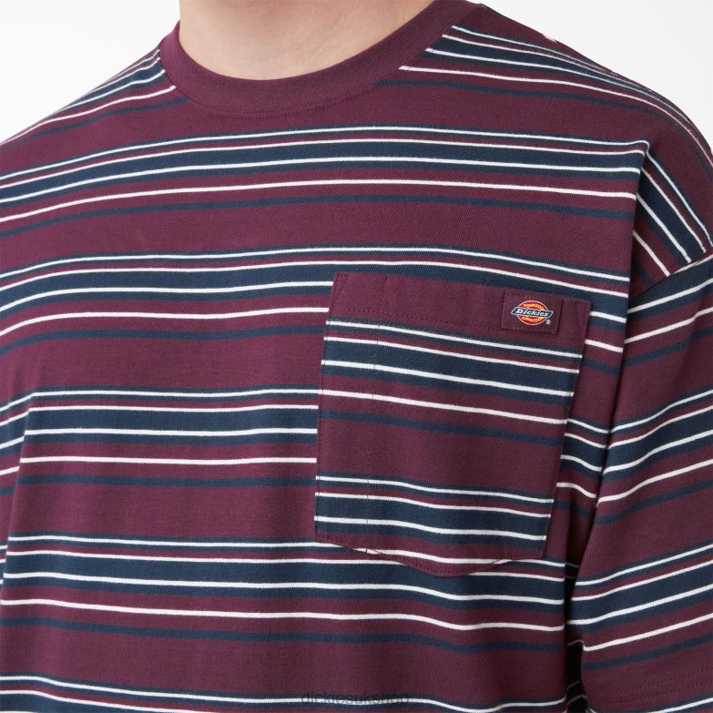 Relaxed Fit Striped Pocket T-Shirt Men Dickies Grape Wine Stripe (GSW) 88T84746 Apparel