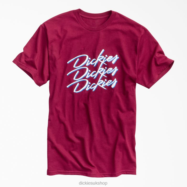 Retro Script Graphic T-Shirt Men Dickies Burgundy (BY) 88T84854 Apparel