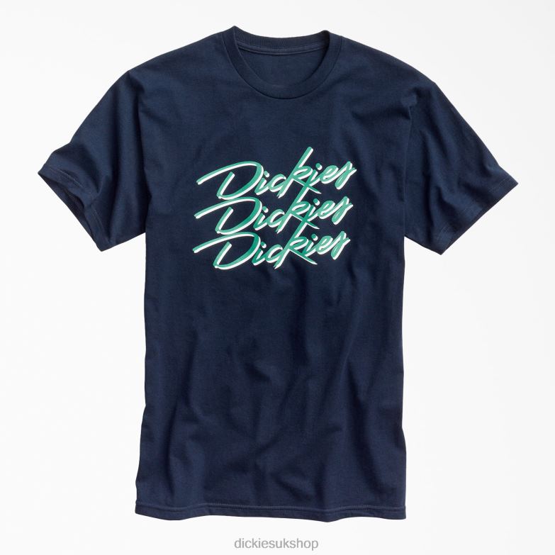 Retro Script Graphic T-Shirt Men Dickies Dark Navy (DN) 88T84855 Apparel