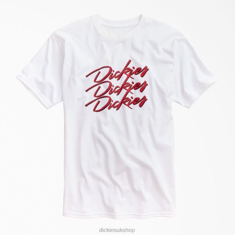 Retro Script Graphic T-Shirt Men Dickies White (WH) 88T84856 Apparel