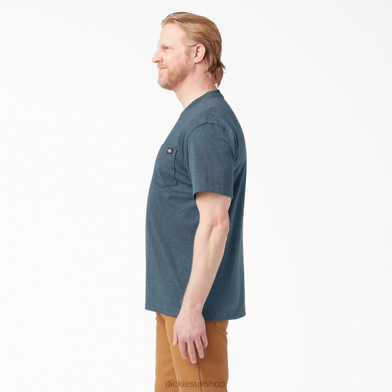 Short Sleeve Heavyweight Heathered T-Shirt Men Dickies Baltic Blue (BUD) 88T84525 Apparel