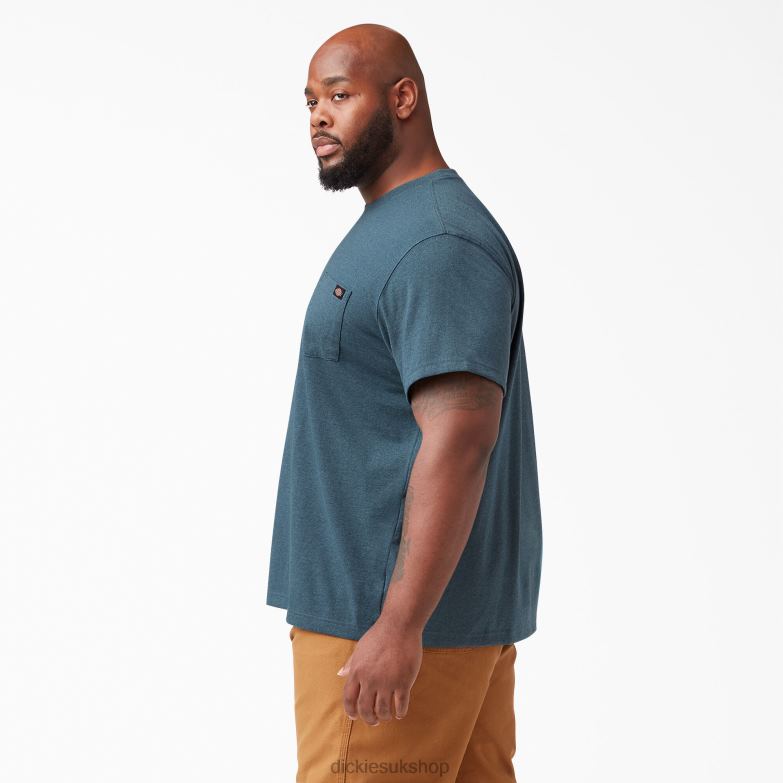 Short Sleeve Heavyweight Heathered T-Shirt Men Dickies Baltic Blue (BUD) 88T84525 Apparel