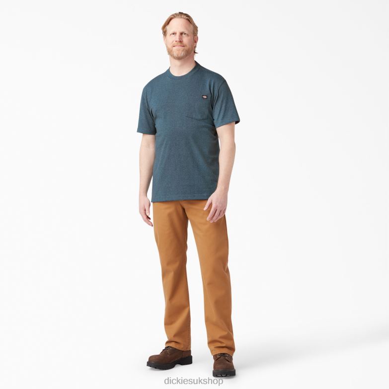 Short Sleeve Heavyweight Heathered T-Shirt Men Dickies Baltic Blue (BUD) 88T84525 Apparel