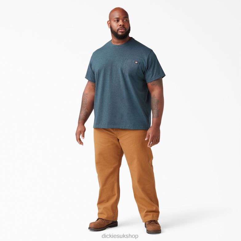 Short Sleeve Heavyweight Heathered T-Shirt Men Dickies Baltic Blue (BUD) 88T84525 Apparel