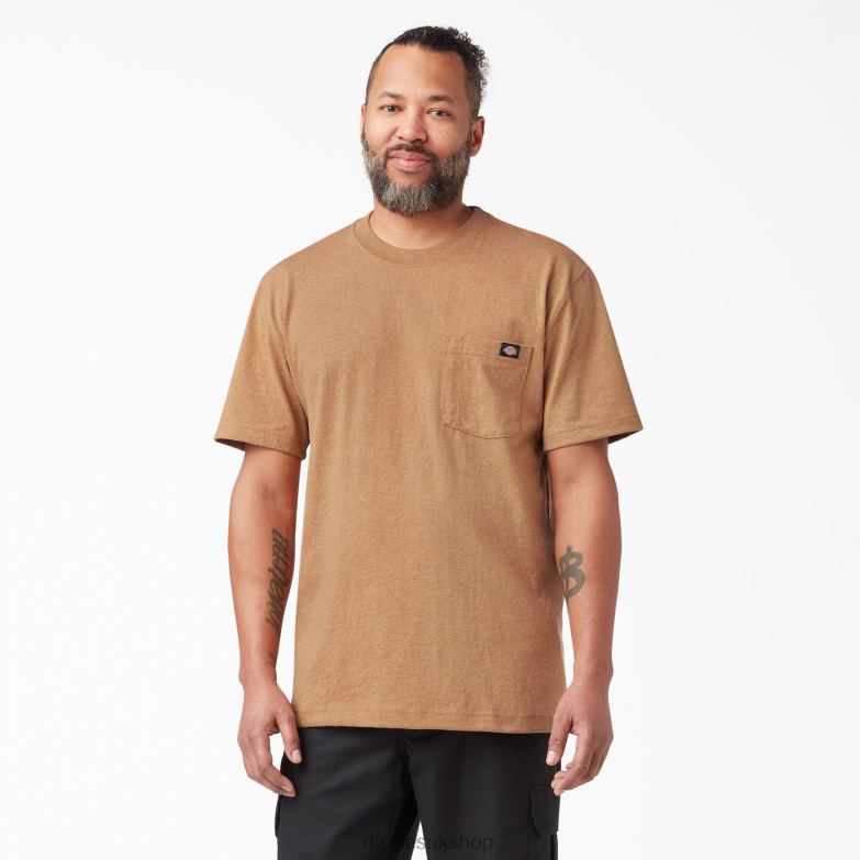 Short Sleeve Heavyweight Heathered T-Shirt Men Dickies Brown Duck Heather (BDH) 88T84524 Apparel