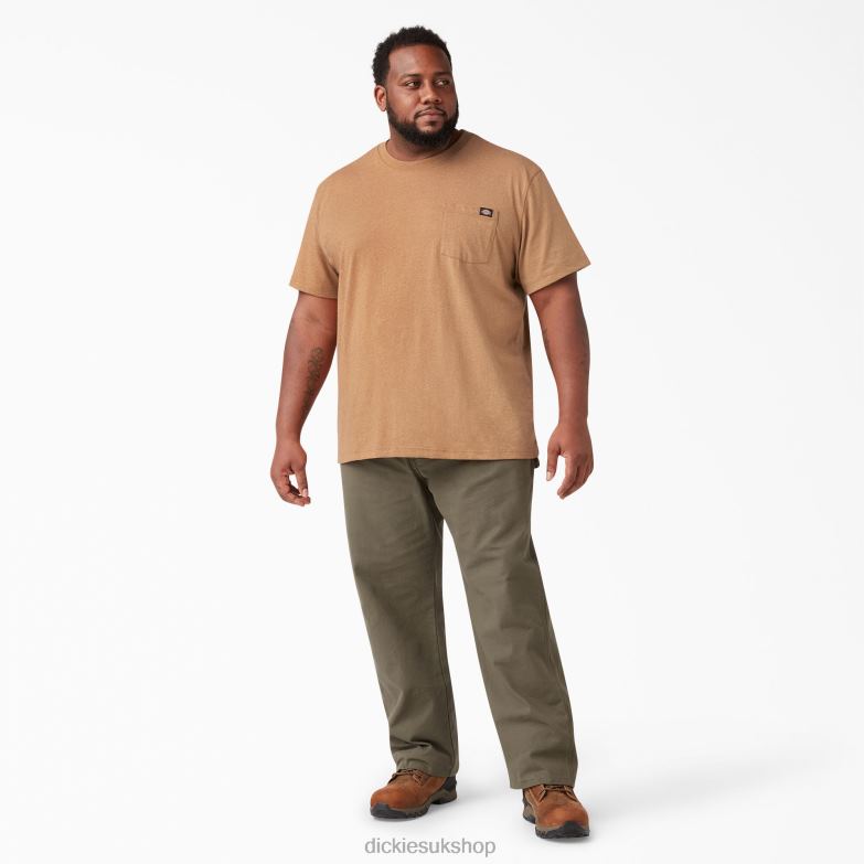 Short Sleeve Heavyweight Heathered T-Shirt Men Dickies Brown Duck Heather (BDH) 88T84524 Apparel