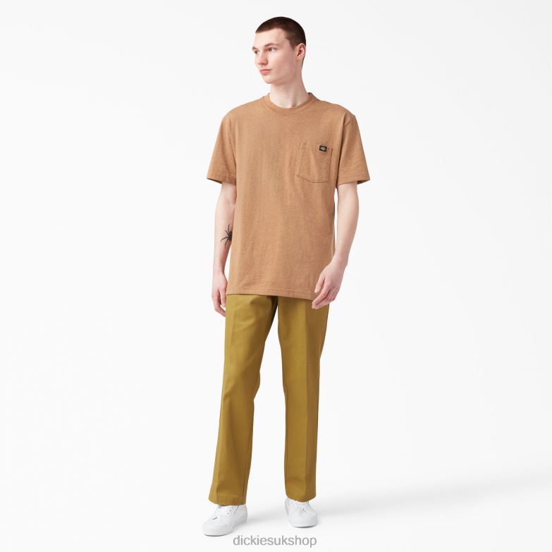 Short Sleeve Heavyweight Heathered T-Shirt Men Dickies Brown Duck Heather (BDH) 88T84524 Apparel