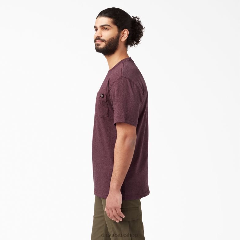 Short Sleeve Heavyweight Heathered T-Shirt Men Dickies Burgundy (BYD) 88T84526 Apparel