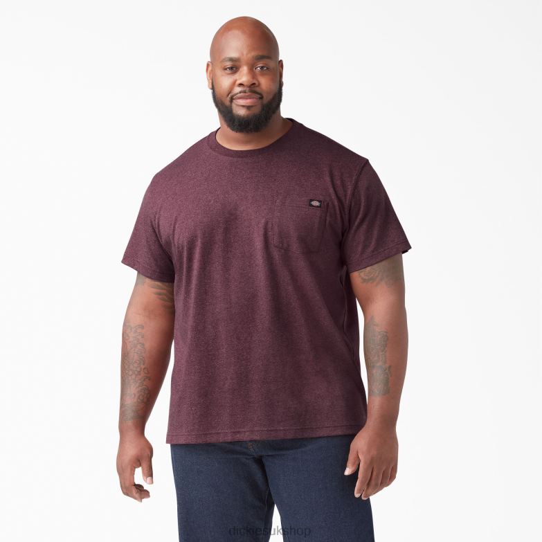 Short Sleeve Heavyweight Heathered T-Shirt Men Dickies Burgundy (BYD) 88T84526 Apparel